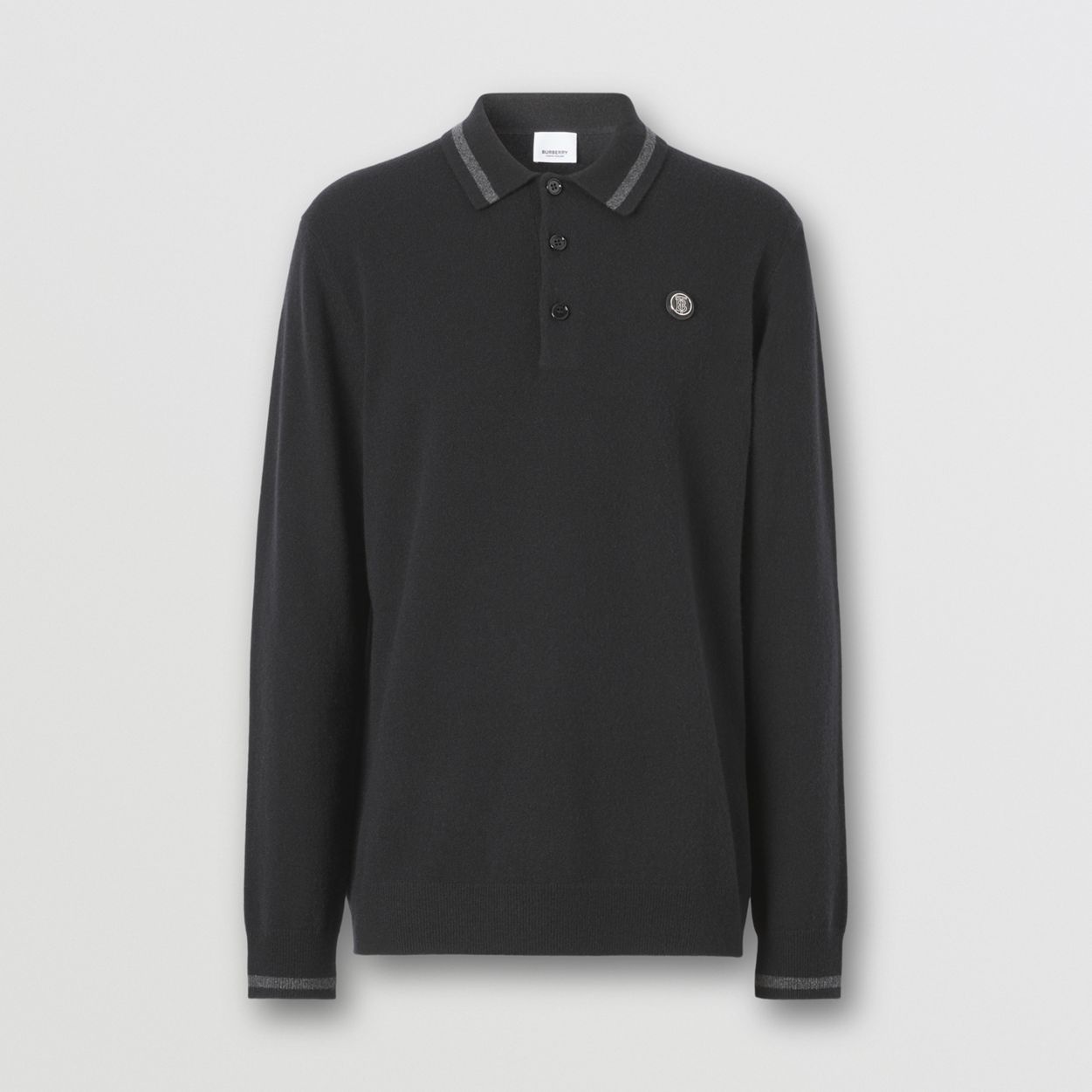 Long-sleeve Monogram Motif Cashmere Polo Shirt - 1