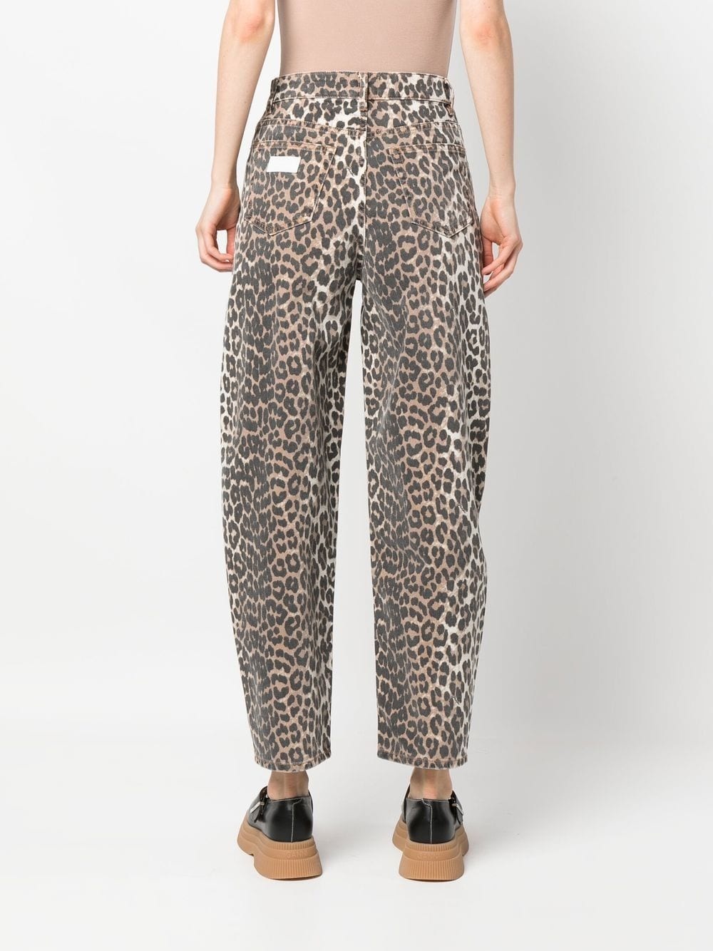 leopard-print tapered jeans - 4