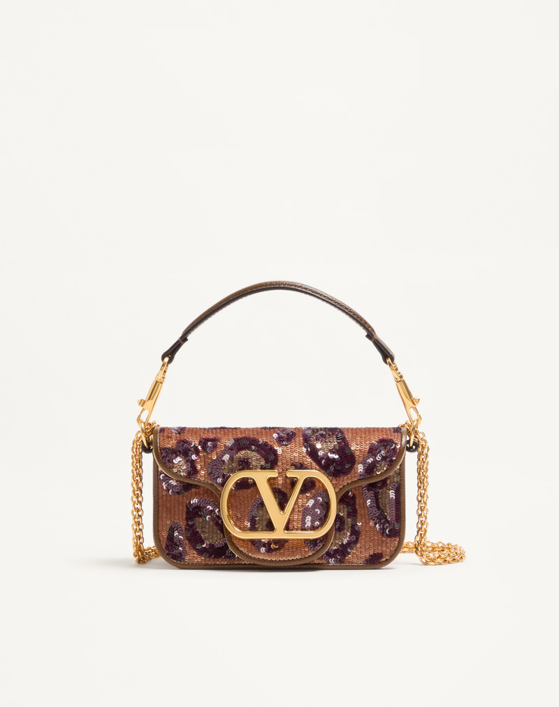 VALENTINO GARAVANI LOCÒ SMALL EMBROIDERED ANIMALIER SHOULDER BAG 1