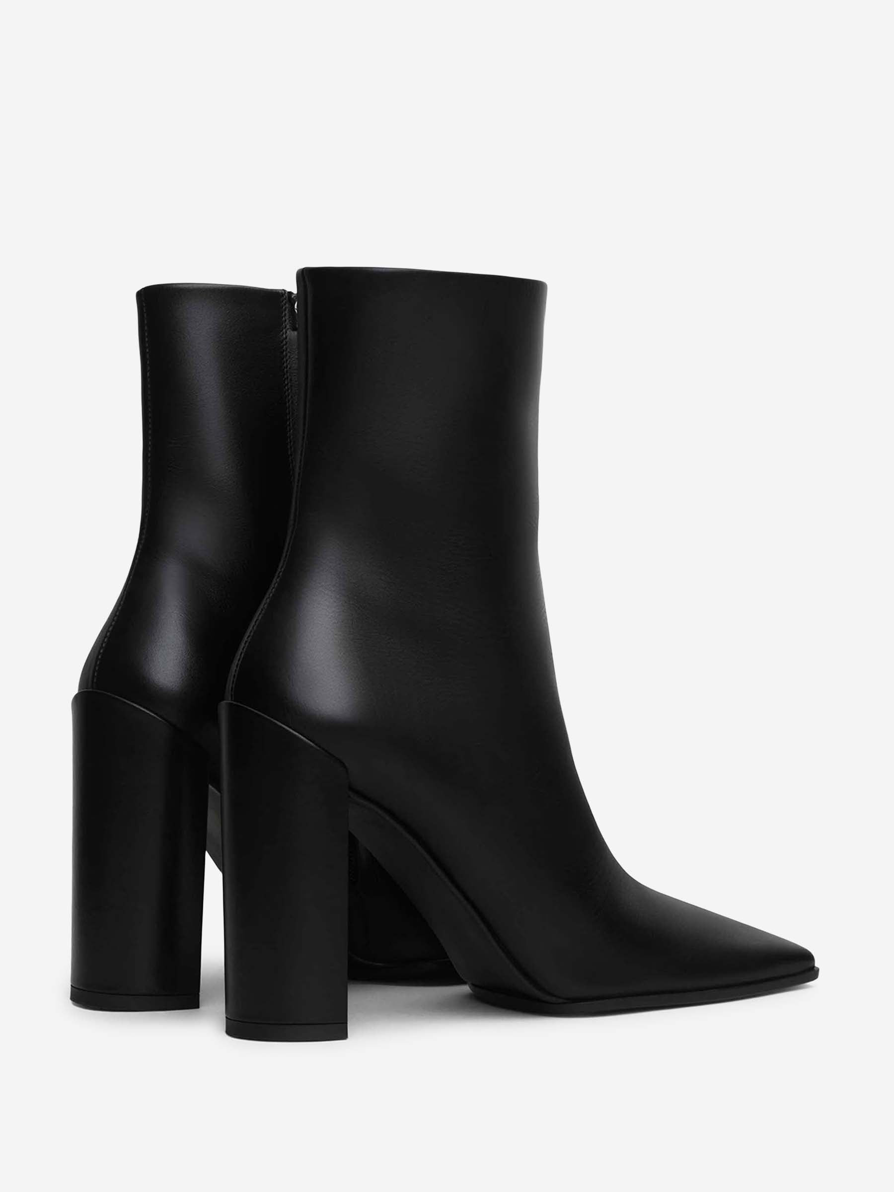 SQUARE LEATHER BOOTIES - 4