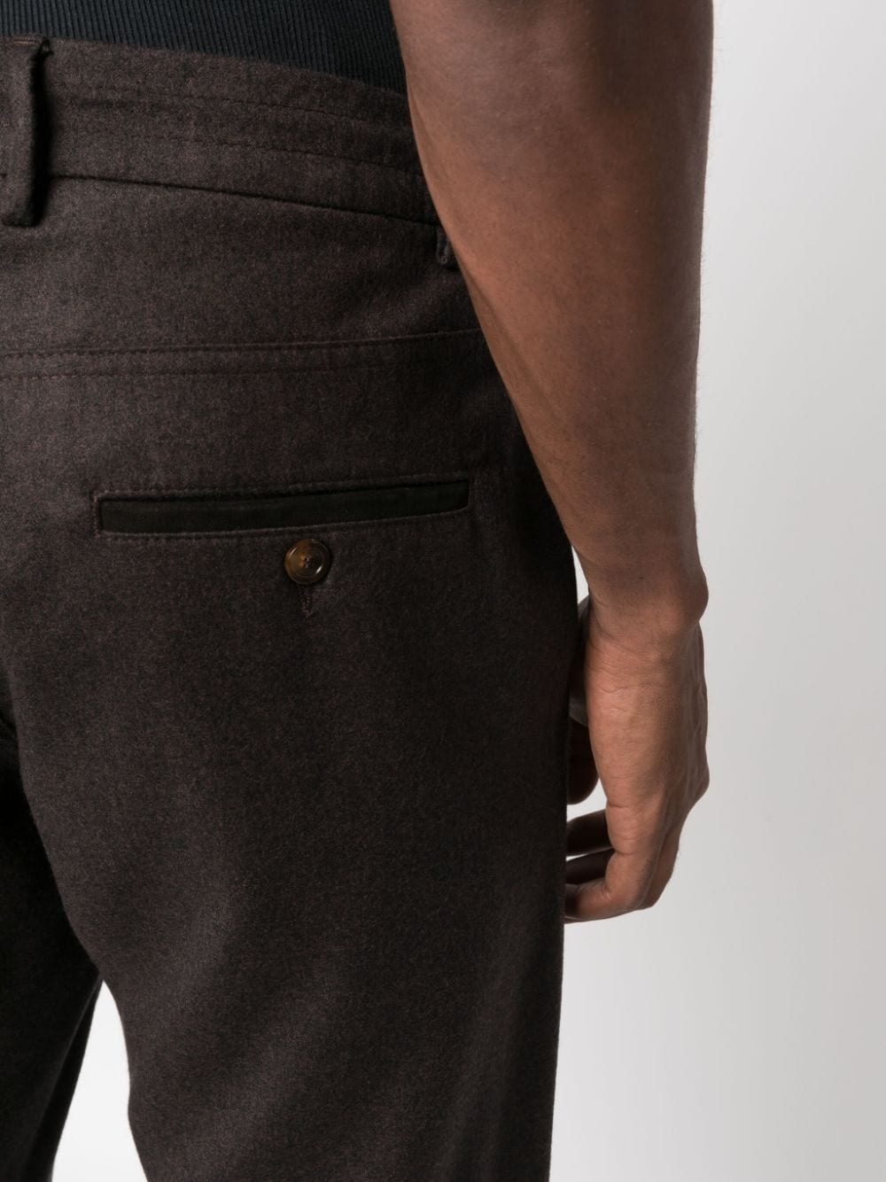 slim-cut wool chino trousers - 5