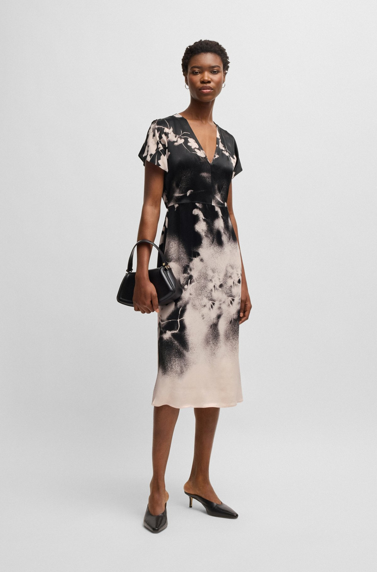 V-NECK DRESS WITH DEGRADÉ FLORAL PRINT - 2