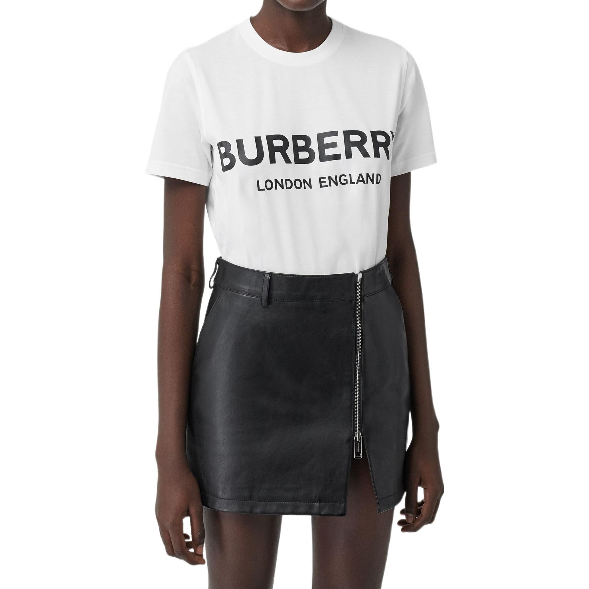 Burberry Cotton Logo Printing Classic Short Sleeve Unisex White 8026017 - 3