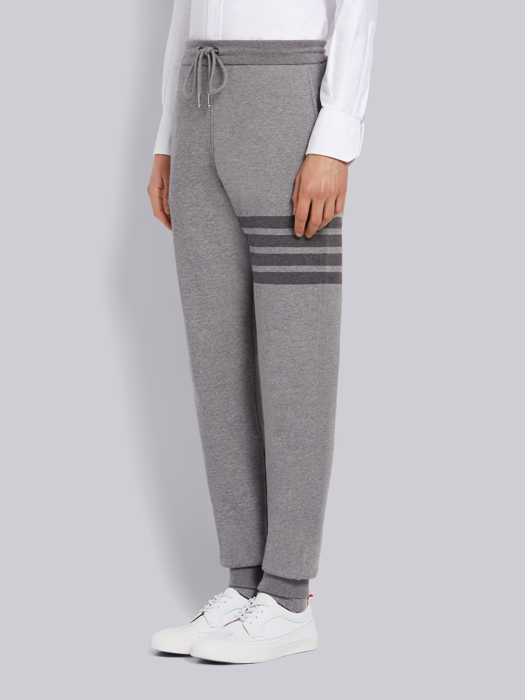 Medium Grey Cotton Loopback Tonal 4-Bar Sweatpants - 2