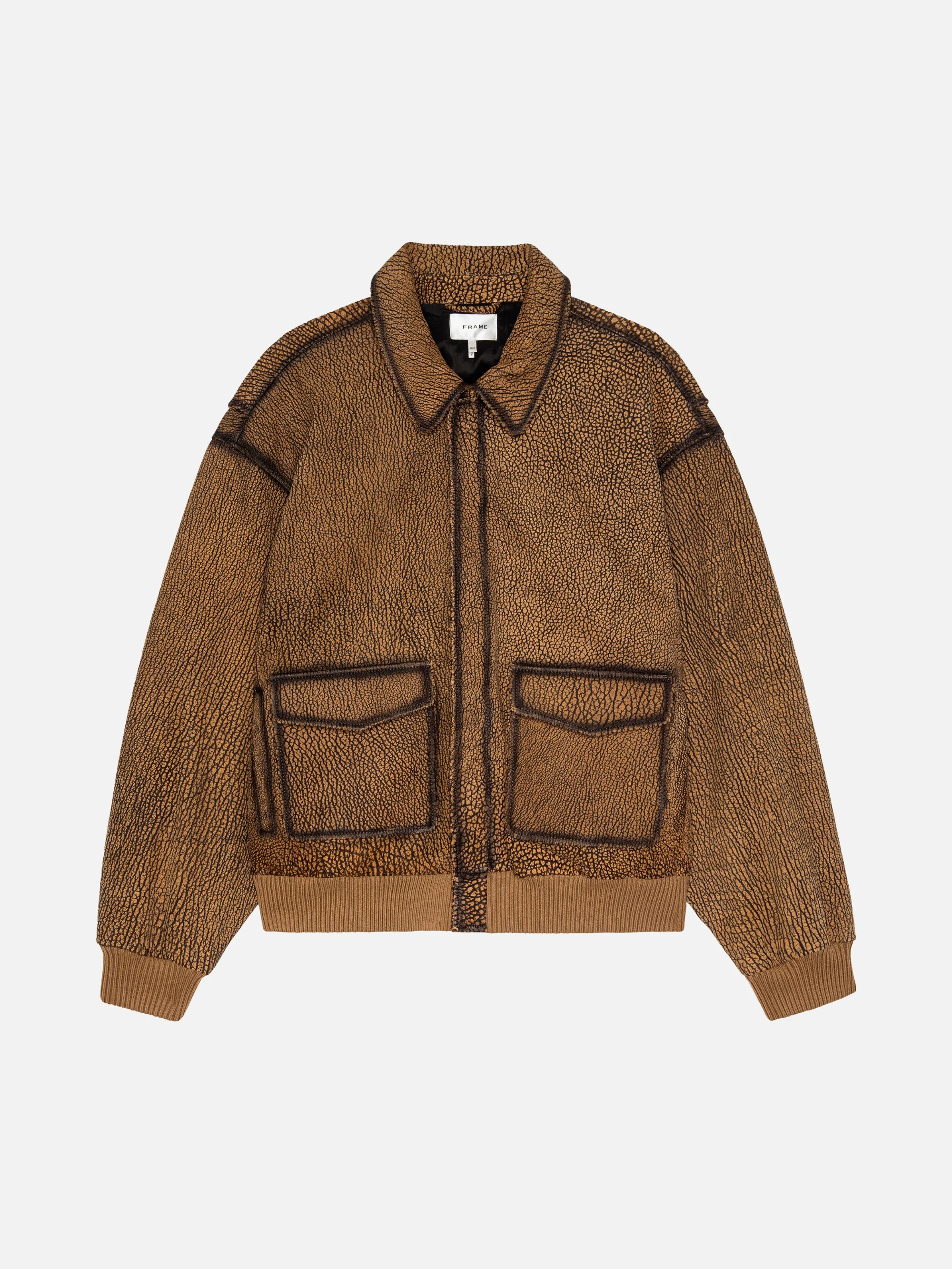 The Distressed Leather Jacket in Dark Camel - 1