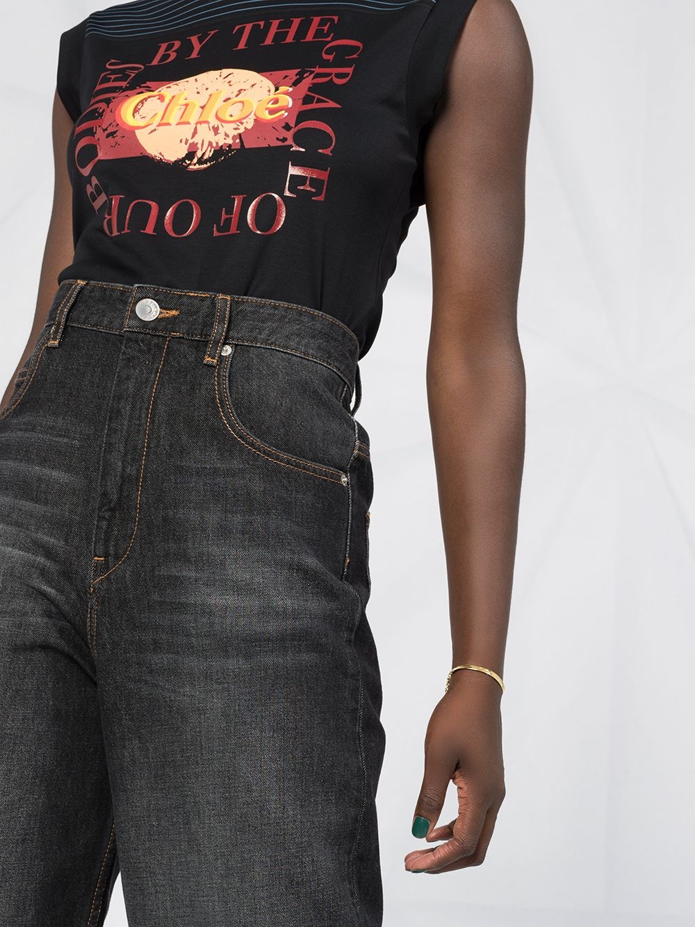 high-waisted tapered jeans - 5