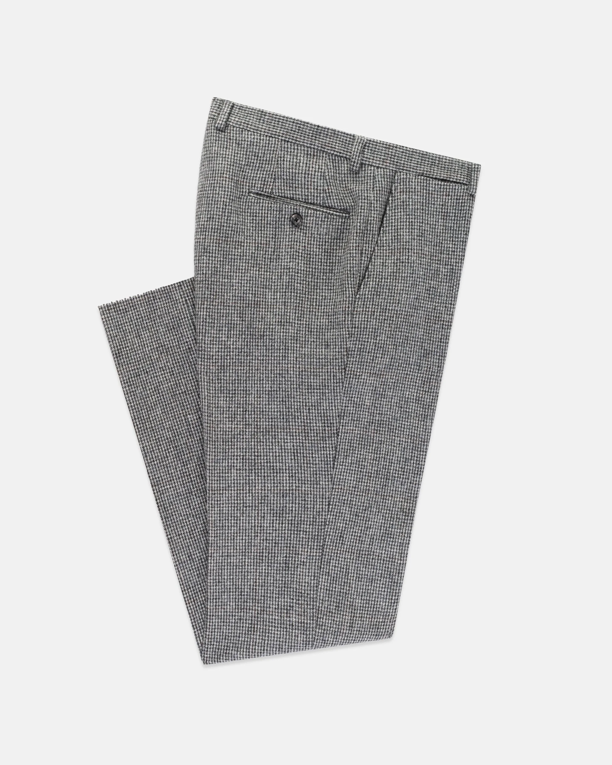 MADE-IN-USA BLACK & WHITE TIC CHEVIOT TWEED TROUSER - 1