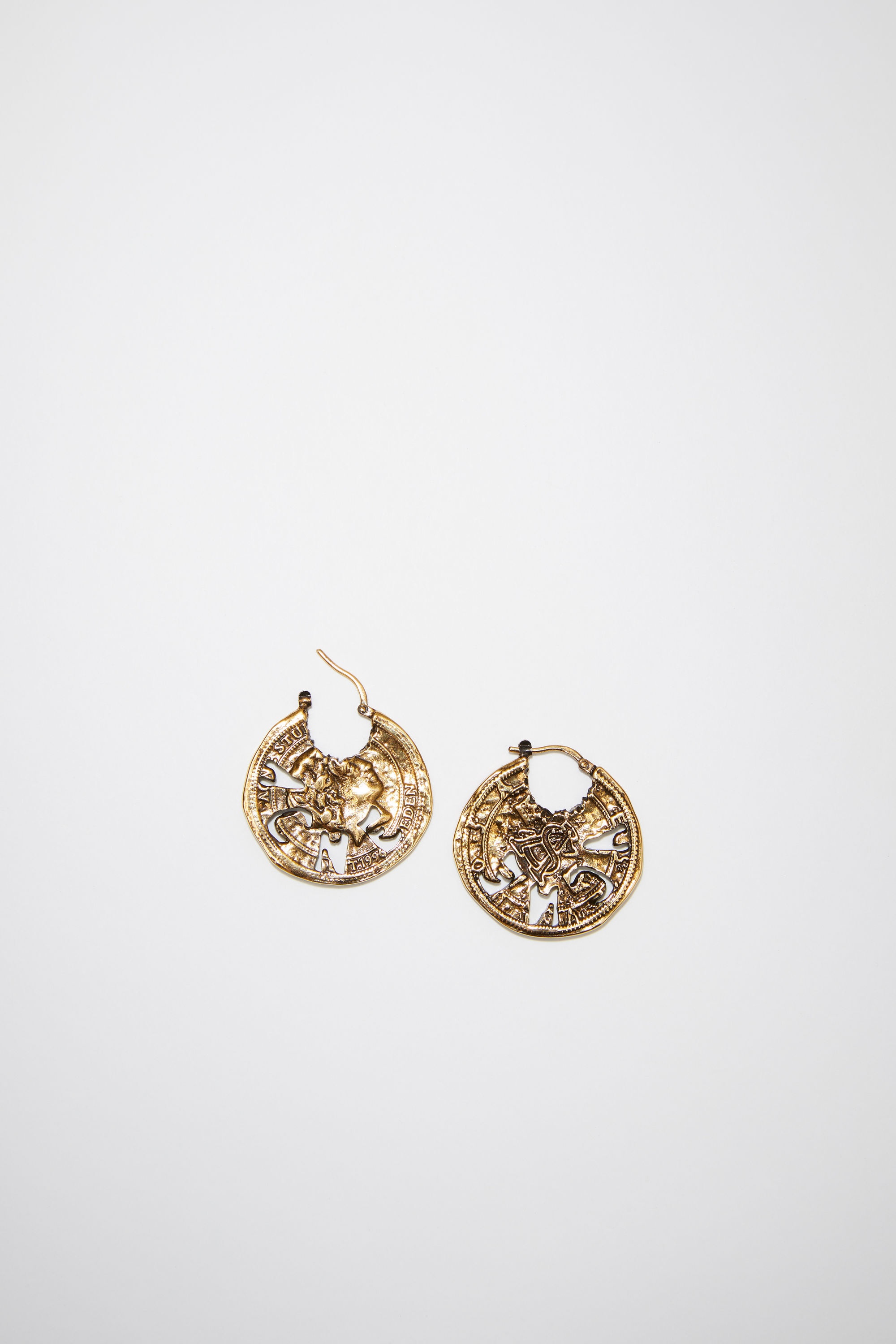 Coin charm earrings - Antique gold - 1
