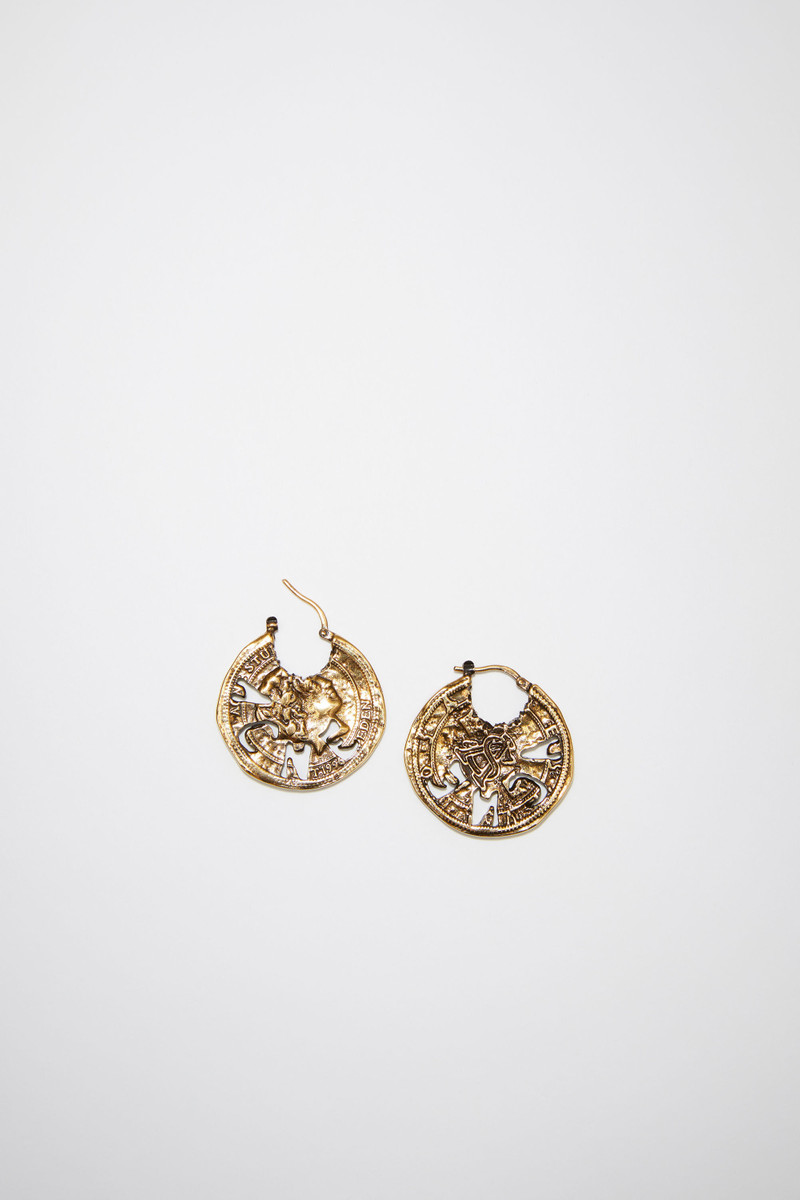 Coin charm earrings - Antique gold 1