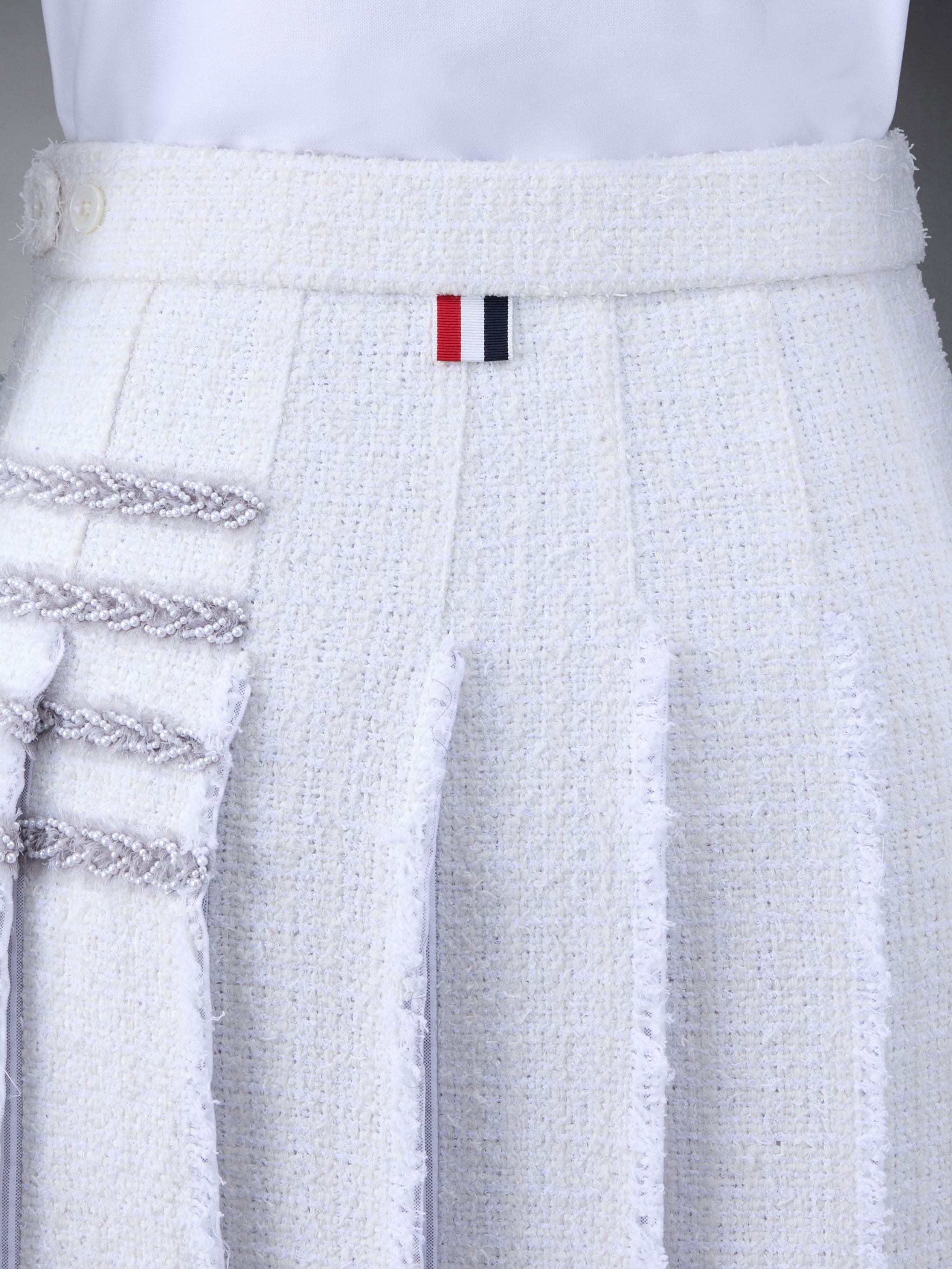 4-Bar tweed pleated skirt - 6