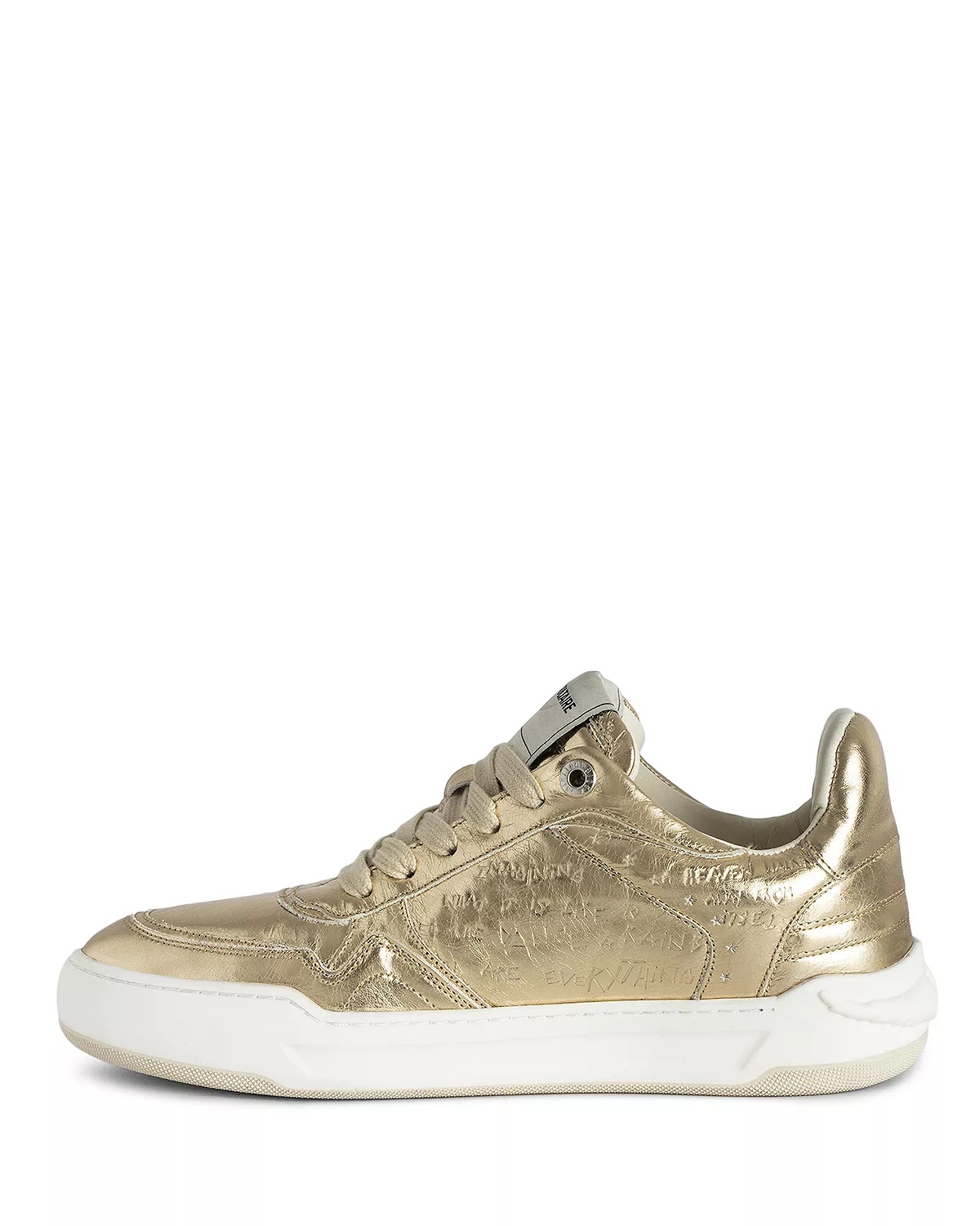 Women's Wings Vintage Metallic Gold Graffiti Sneakers - 2