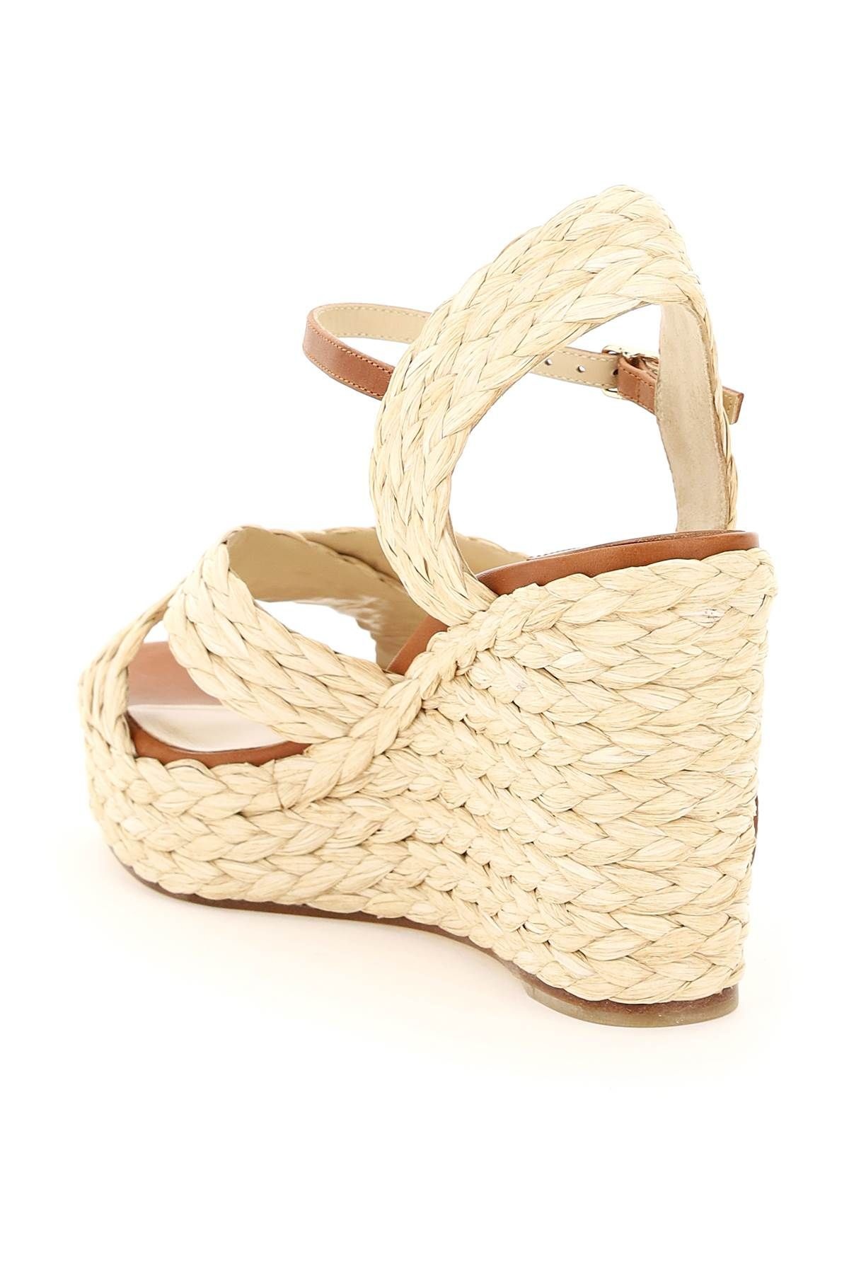 WOVEN RAFFIA DELLENA 100 WEDGE SANDALS - 2