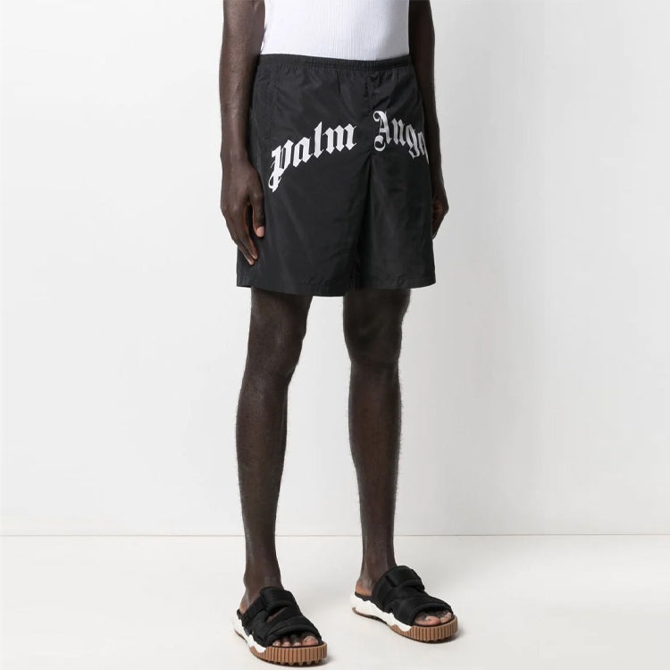 Palm Angels Curved Logo Swim Short 'Black White' PMFA005S21FAB0011001 - 3