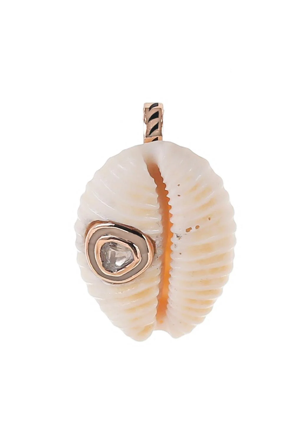 Diamond Polki Natural Cowry Shell Pendant - 1