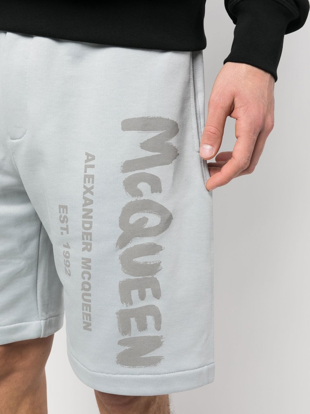 logo-print cotton track shorts - 5