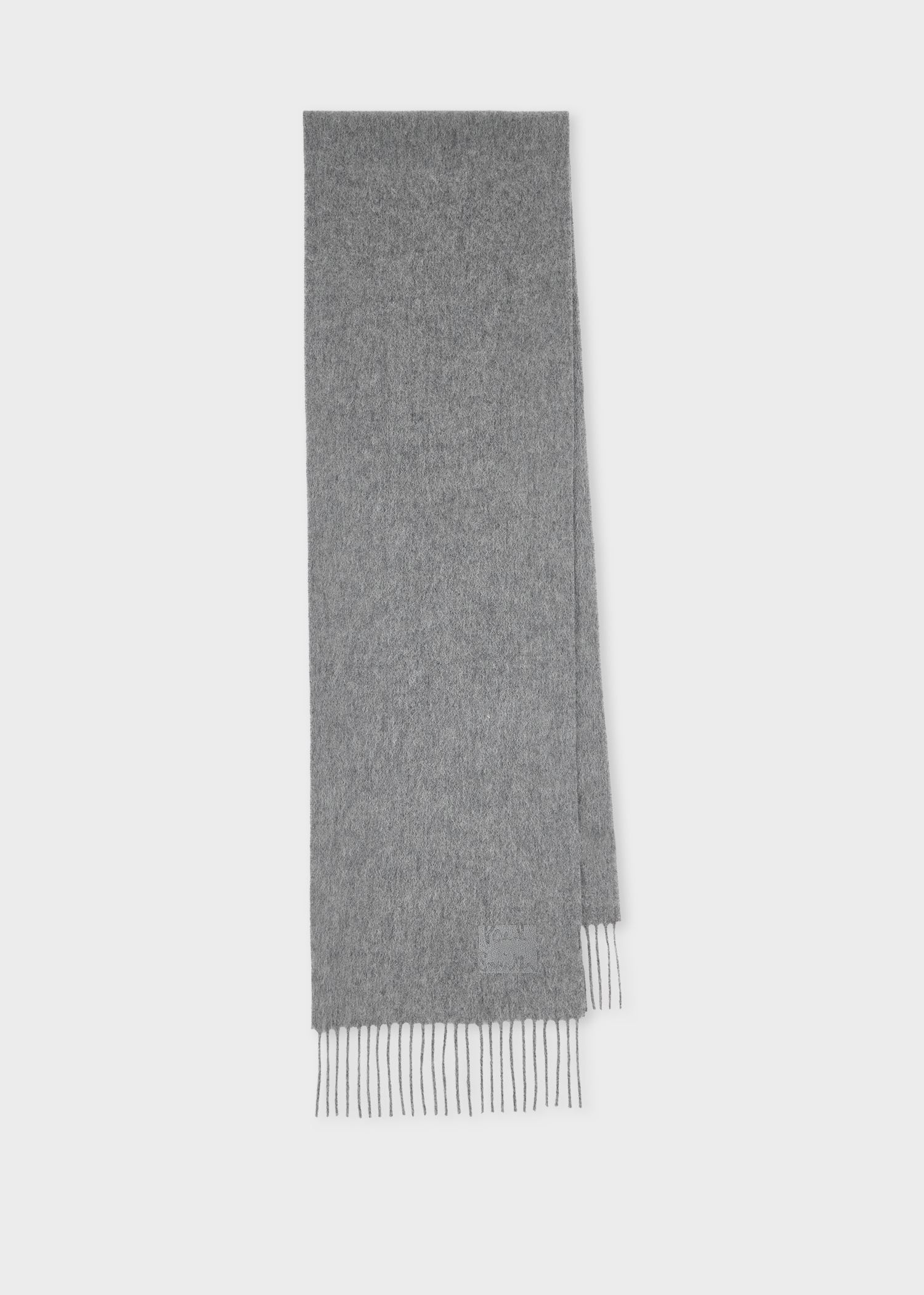 Grey Tonal Embroidered Logo Cashmere Scarf - 1