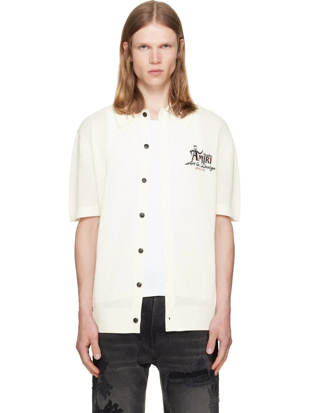 Off-White 'AMIRI Studio' Mesh Knit Shirt - 1