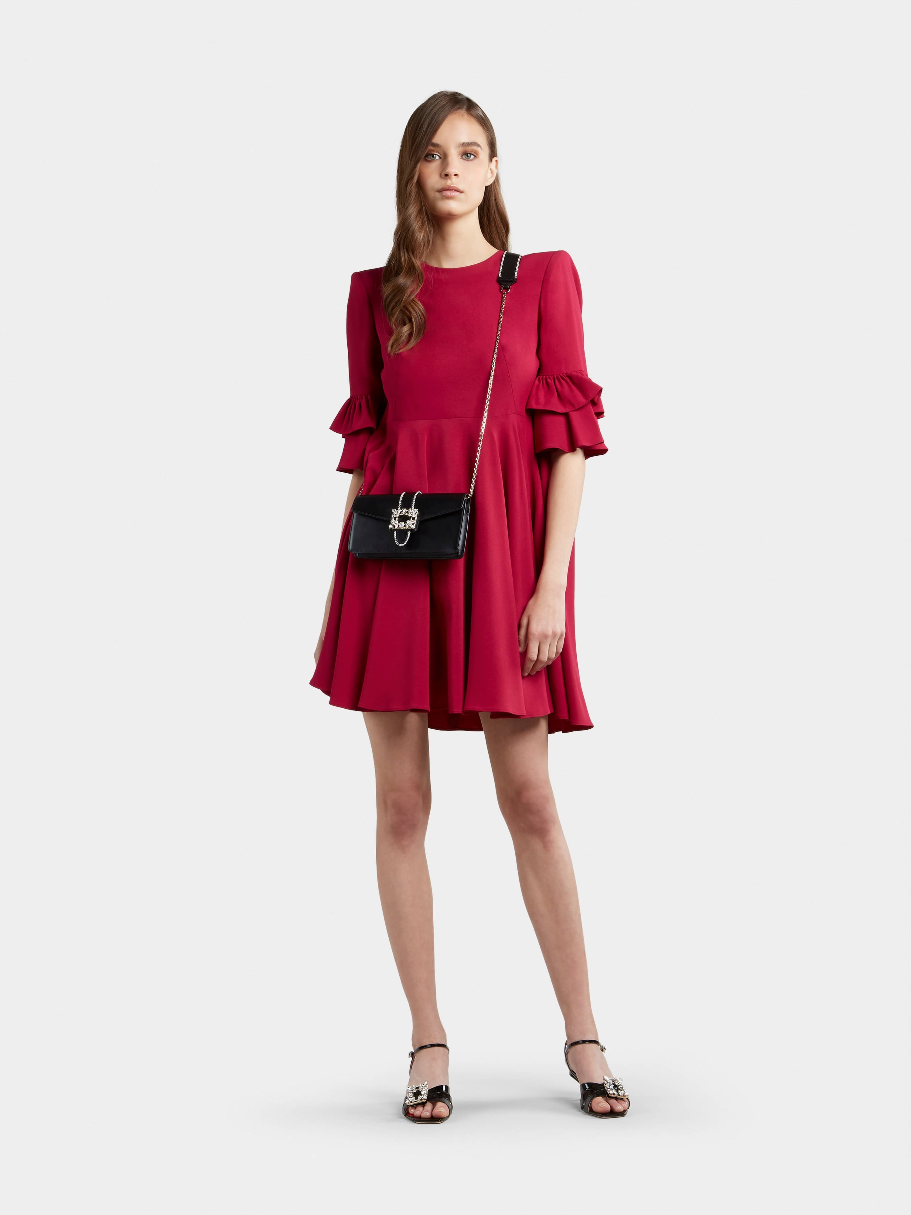 Miss Vivier Strass Buckle Clutch in Leather - 2