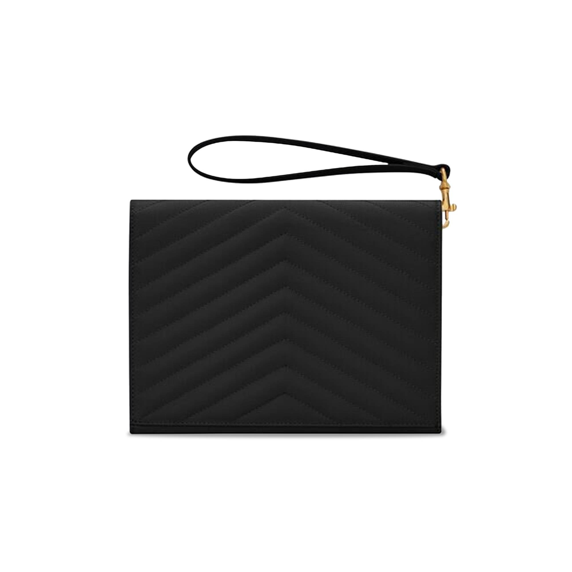 Saint Laurent Cassandre Matelassé Flap Pouch 'Black' - 2