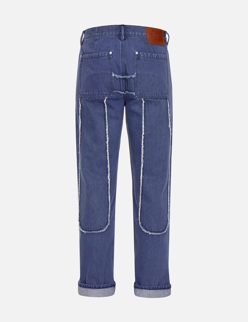 EVISU DAICOCK WITH FRINGED EDGES BAGGY FIT WORK JEANS outlook
