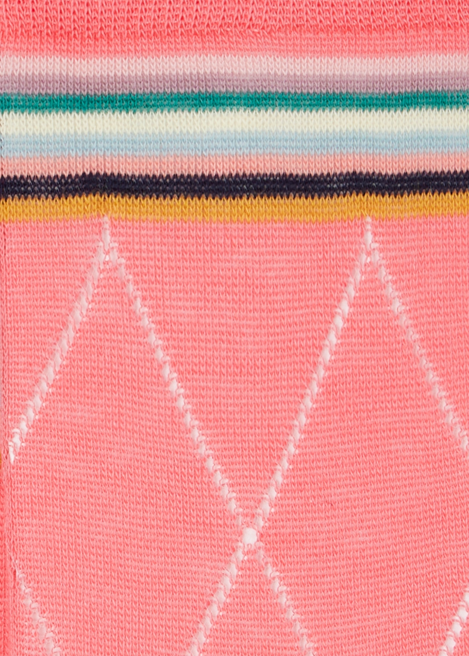 Women's Coral Pink Openwork 'Swirl' Stripe Socks - 3