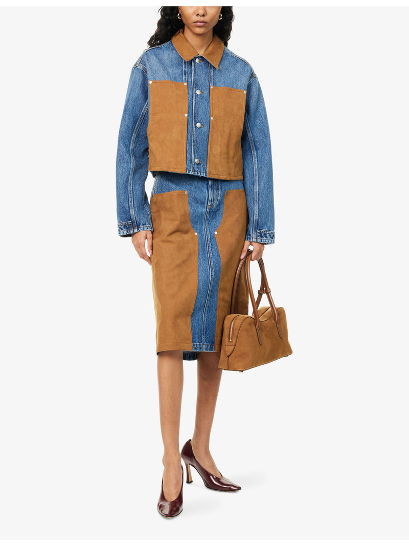 Stella McCartney Mixed-Suede Relaxed-Fit Denim Jacket outlook