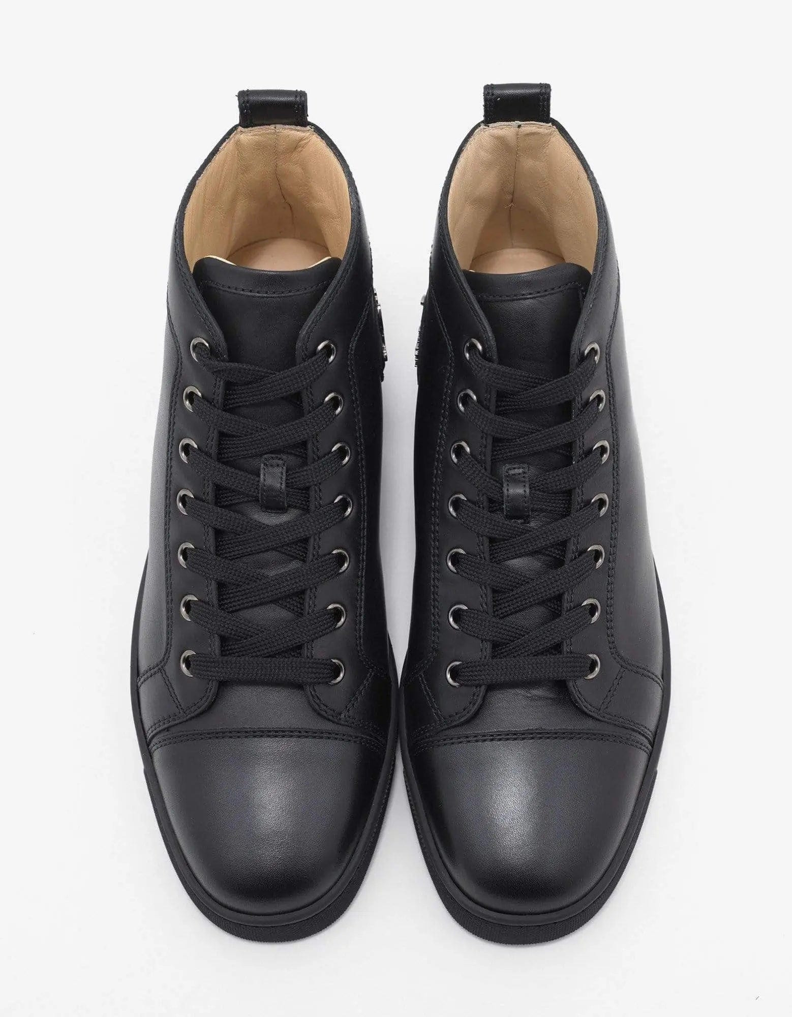 Christian Louboutin Louis Flat Calf Black High Top Trainers - 4