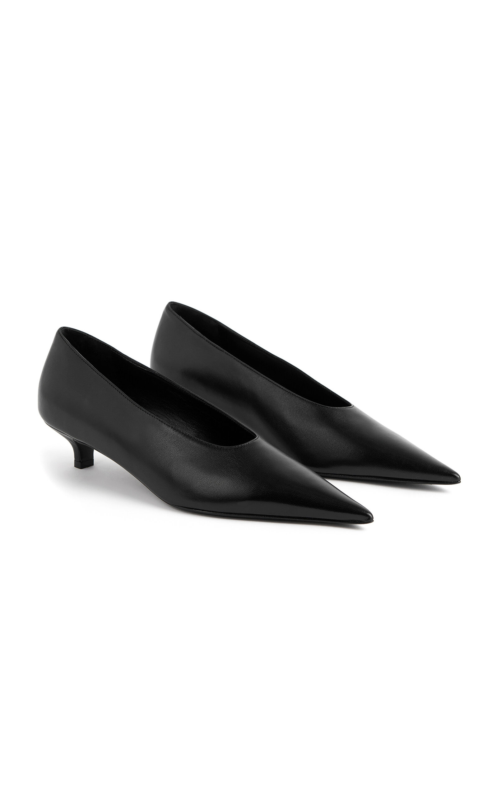 Sharp Leather Kitten-Heel Pumps black - 2