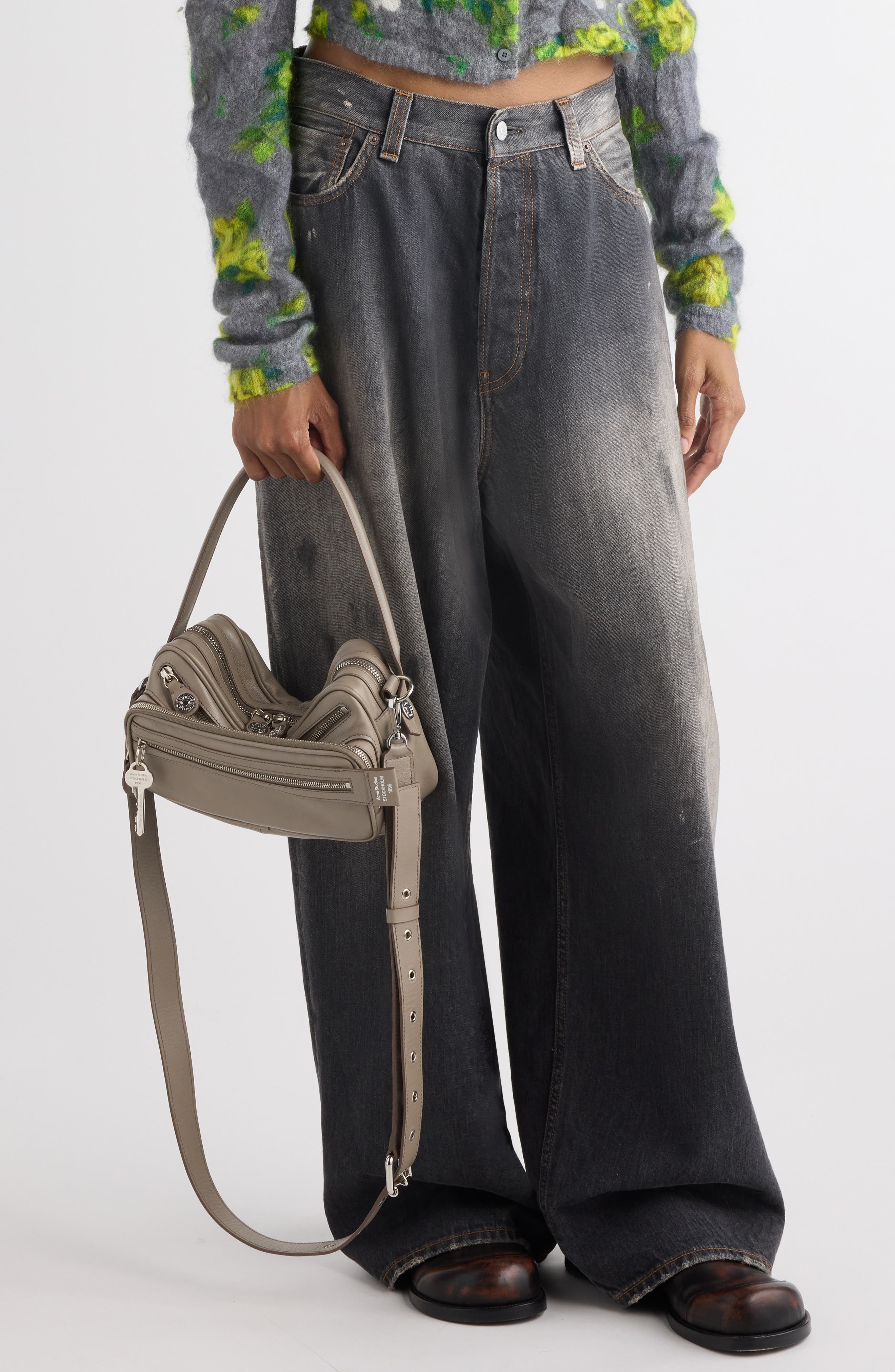 Acne Studios Small Camero Leather Shoulder Bag in Taupe Beige at Nordstrom - 8