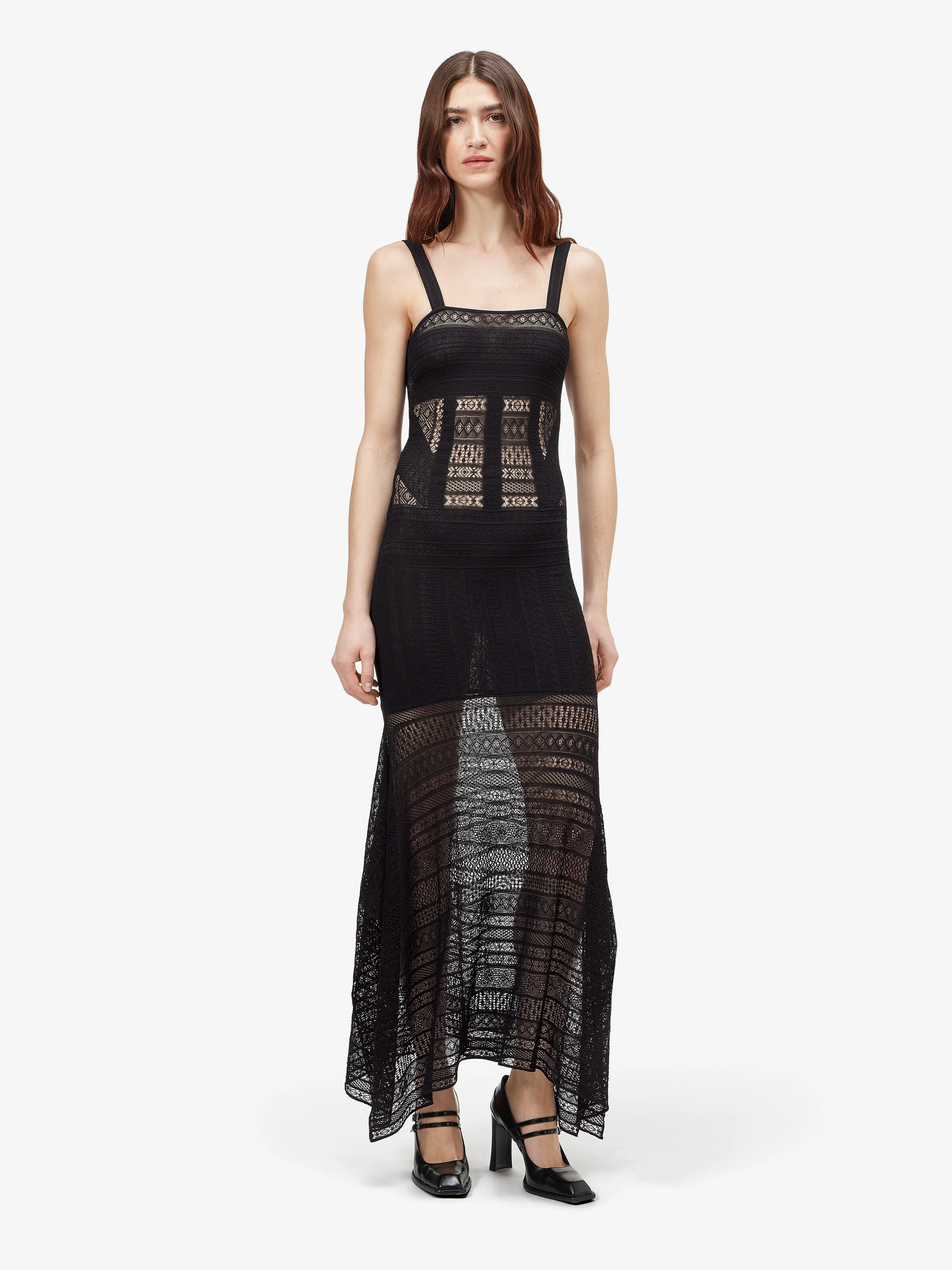 Women's Viscose Knit Lace Dress in Black - 1