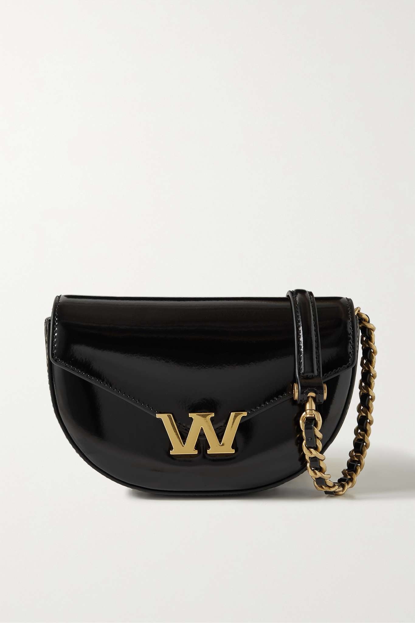 W Legacy chain-embellished glossed-leather shoulder bag - 1