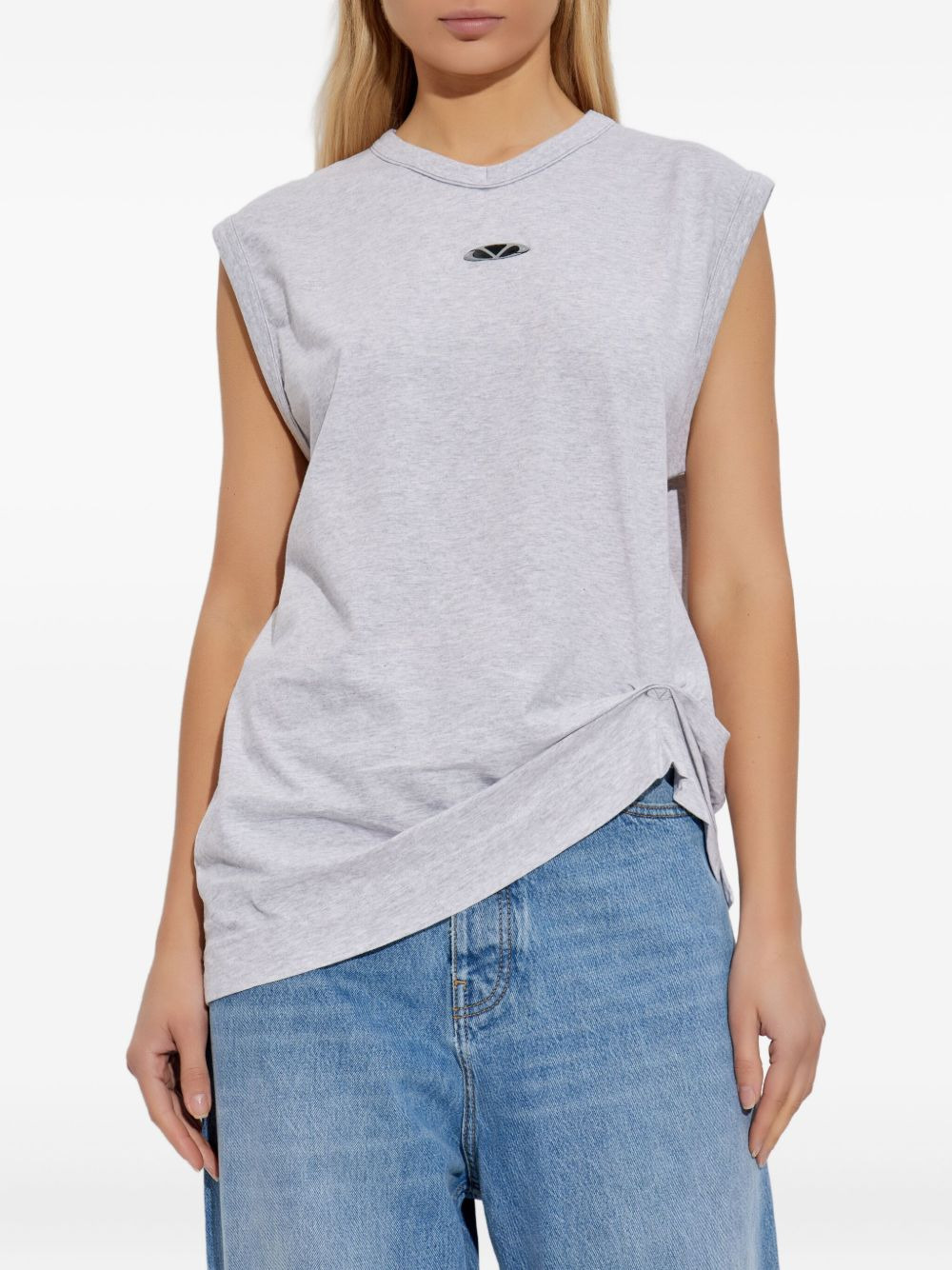 embellished tie-detail T-shirt - 3