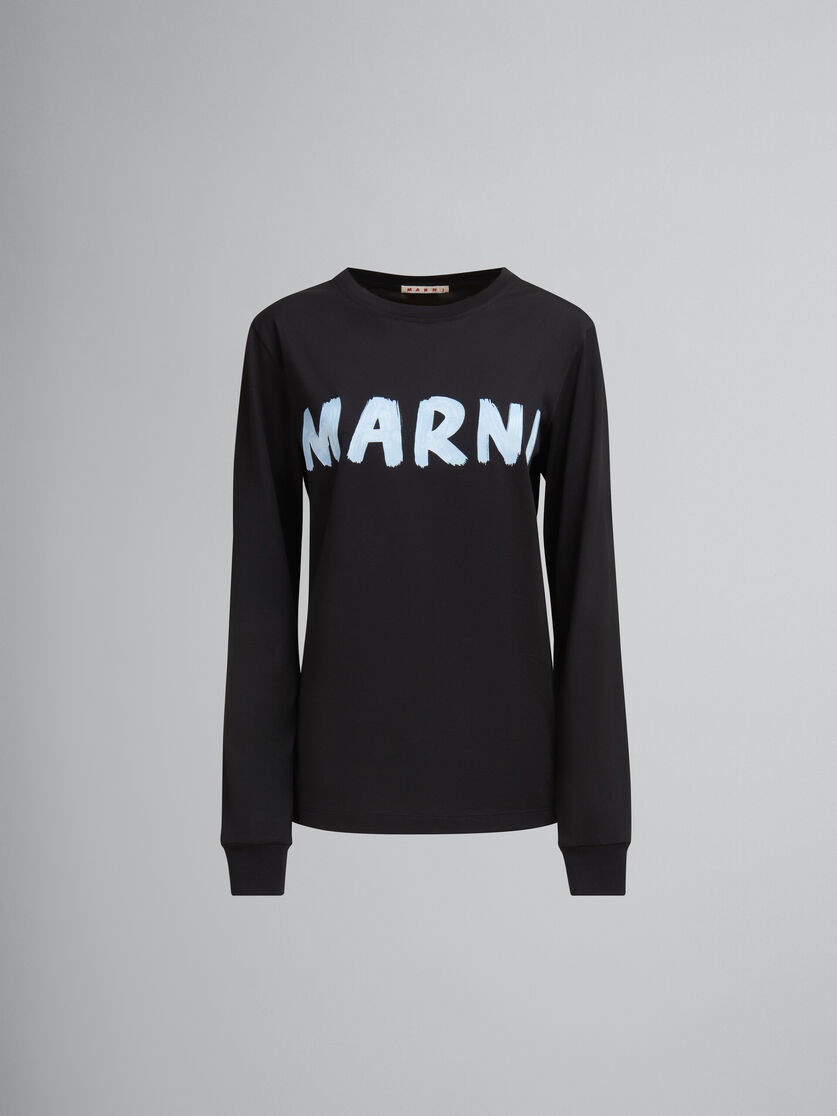 BLACK ORGANIC COTTON T-SHIRT WITH LOGO - 1