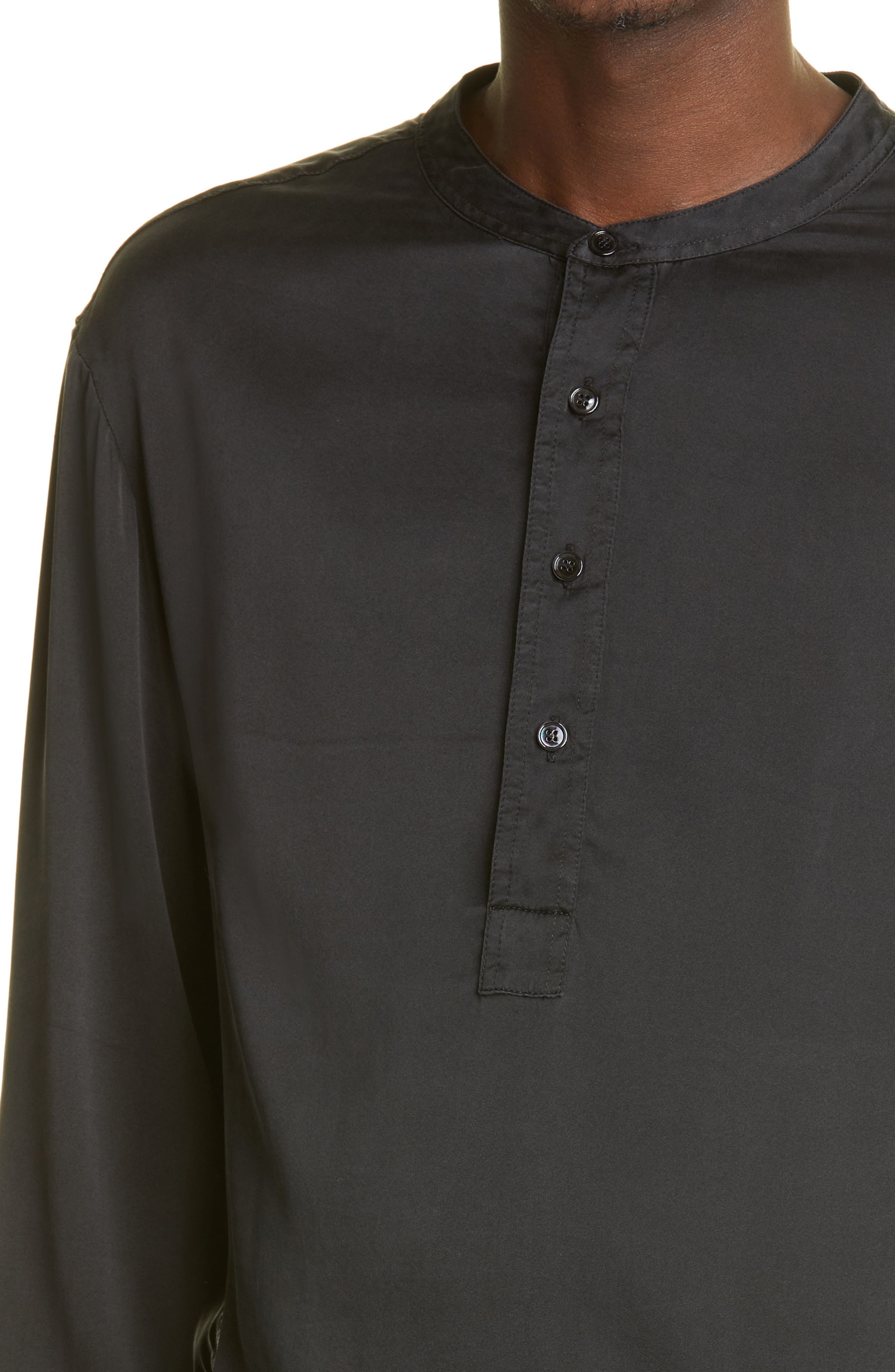 Henley Stretch Silk Pajama Shirt - 4