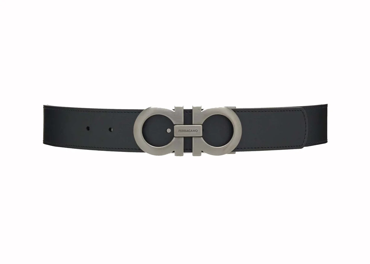 Ferragamo Reversible and Adjustable Gancini Belt (New Logo) (675542 464231) Black/Hickory - 1