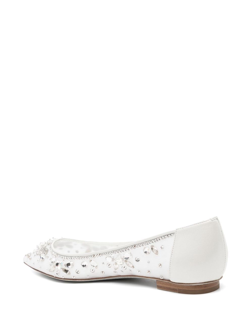 crystal-embellished lace ballerina shoes - 3