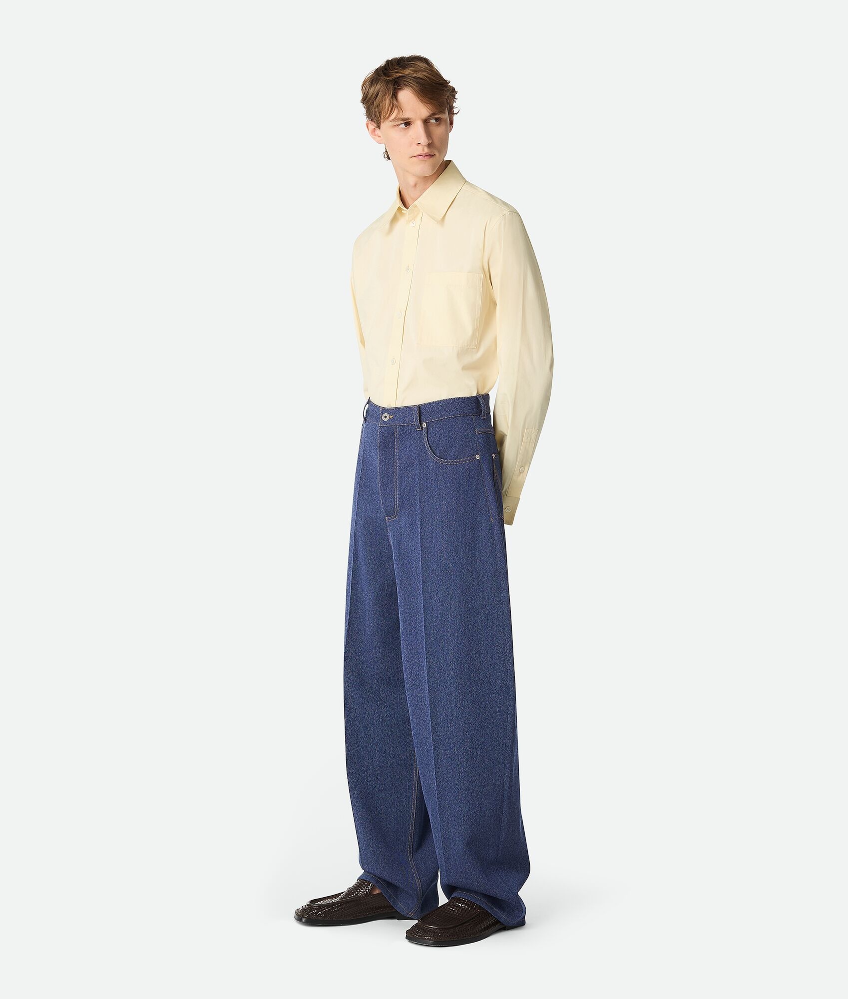 Wool Cotton Wide Leg Trousers - 2