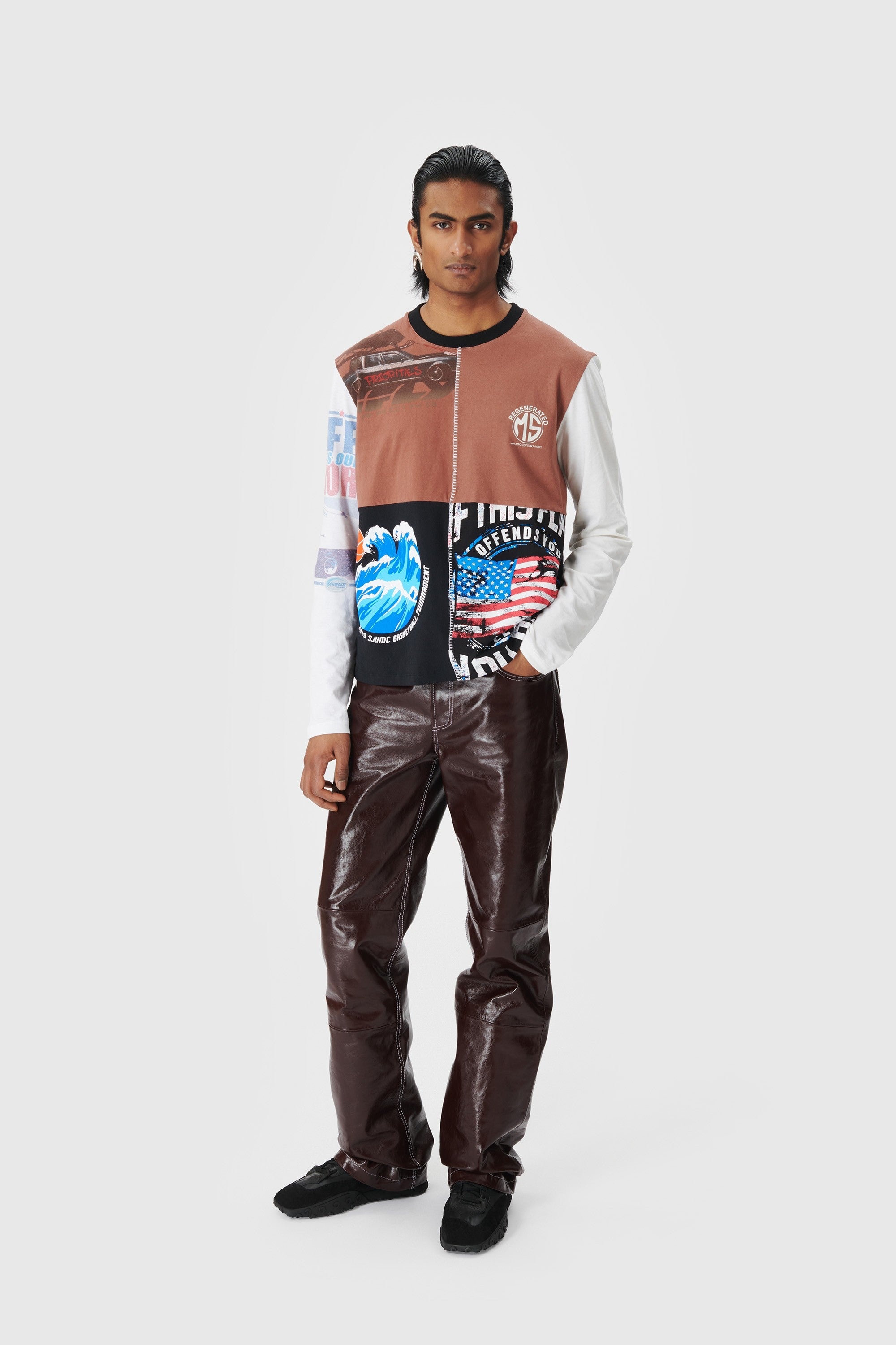 Regenerated Graphic T-Shirt Patchwork T-Shirt - 3