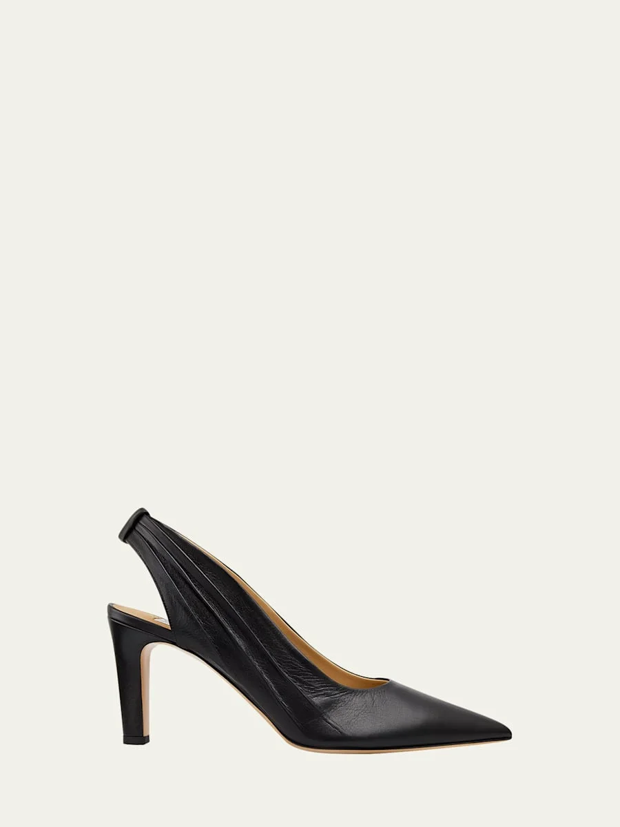90mm Amari Leather Slingback Pumps - 1