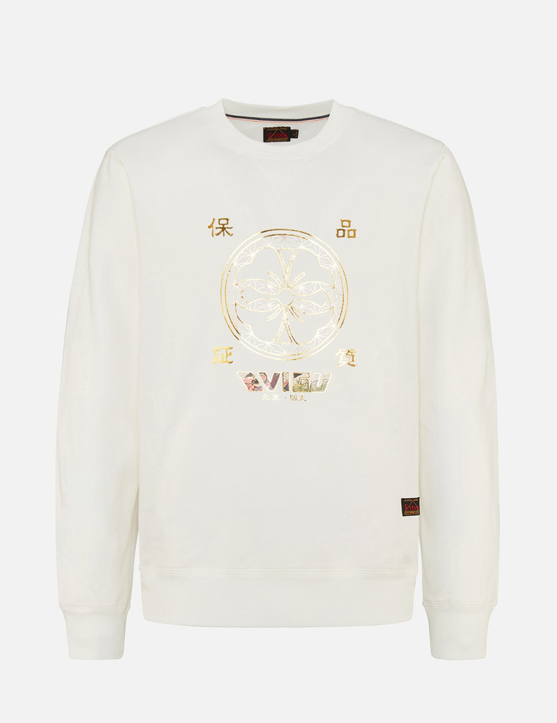 KAMON FOIL-PRINT AND SCROLL DAICOCK APPLIQUÉ SWEATSHIRT 1
