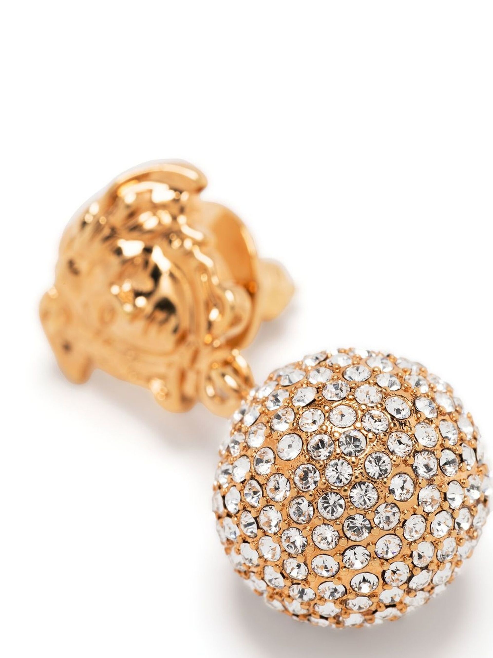 Gold-Tone Medusa Crystal-Embellished Drop Earrings - 3