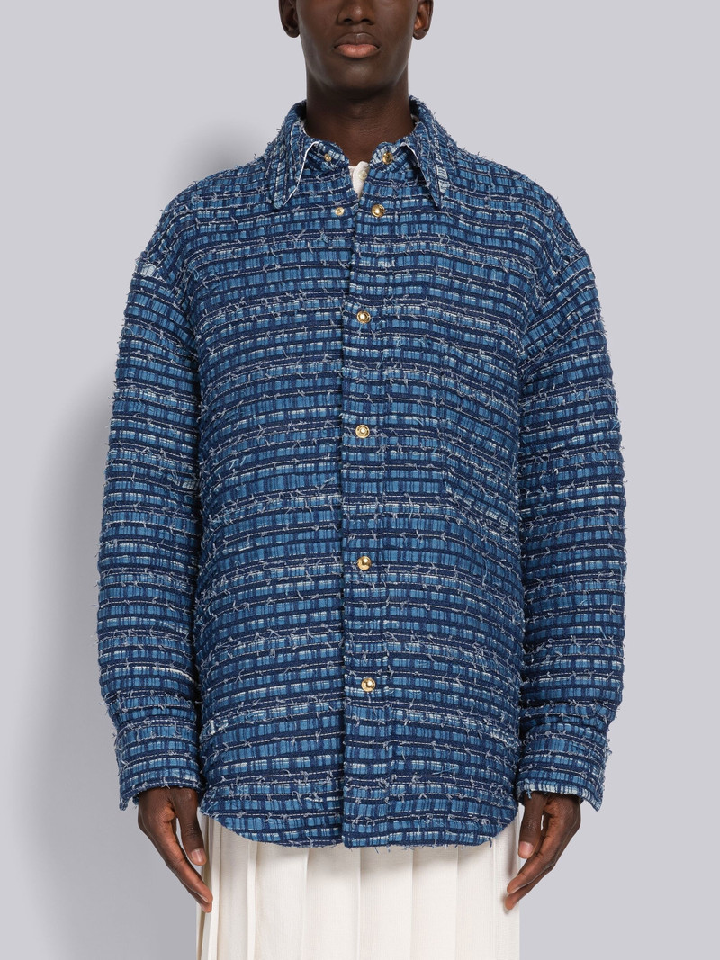 Denim Ribbon Tweed Oversized Shirt Jacket - 1