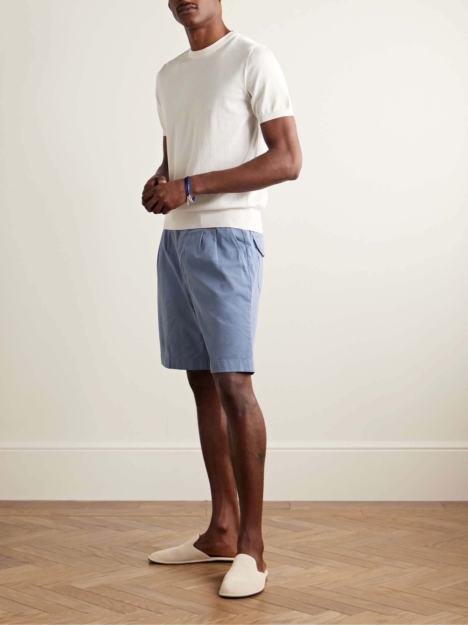 Straight-Leg Pleated Cotton-Blend Twill Bermuda Shorts - 2