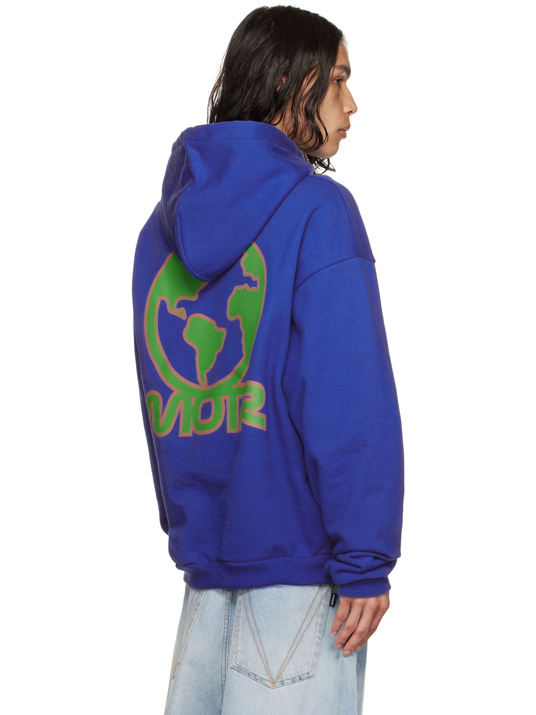 Blue Printed Hoodie - 3