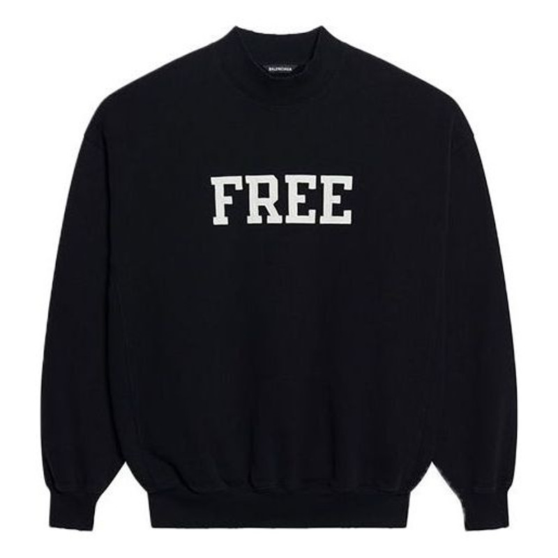 Balenciaga Unisex FW21 Free Printing Round-neck Sweatshirt Black 652981TKVD41070 - 1