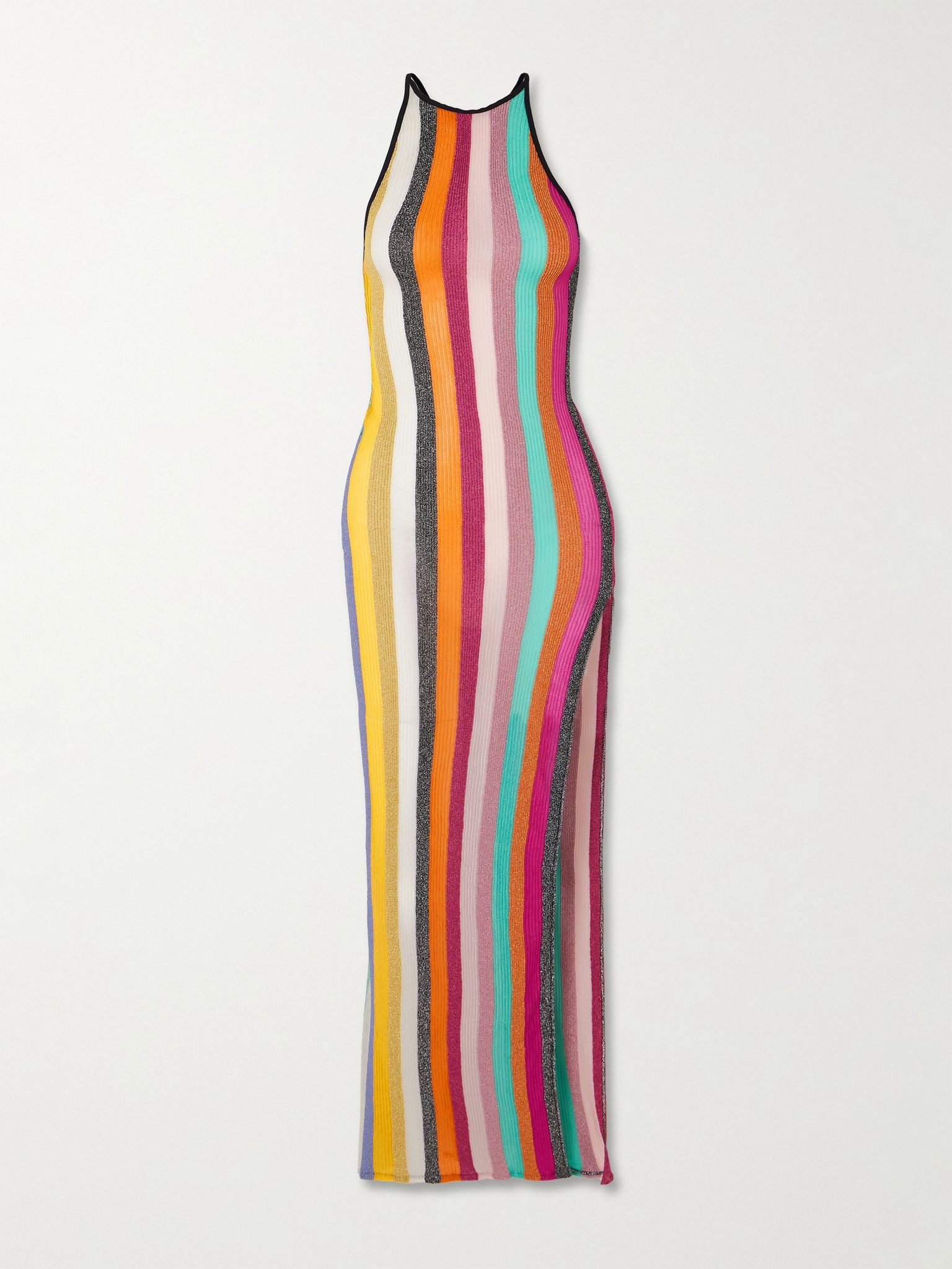 Striped metallic crochet-knit maxi dress Multi - 1