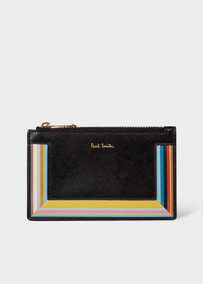 'Signature Stripe' Zip Wallet 1