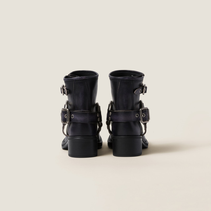 Miu Miu Vintage-look leather booties outlook