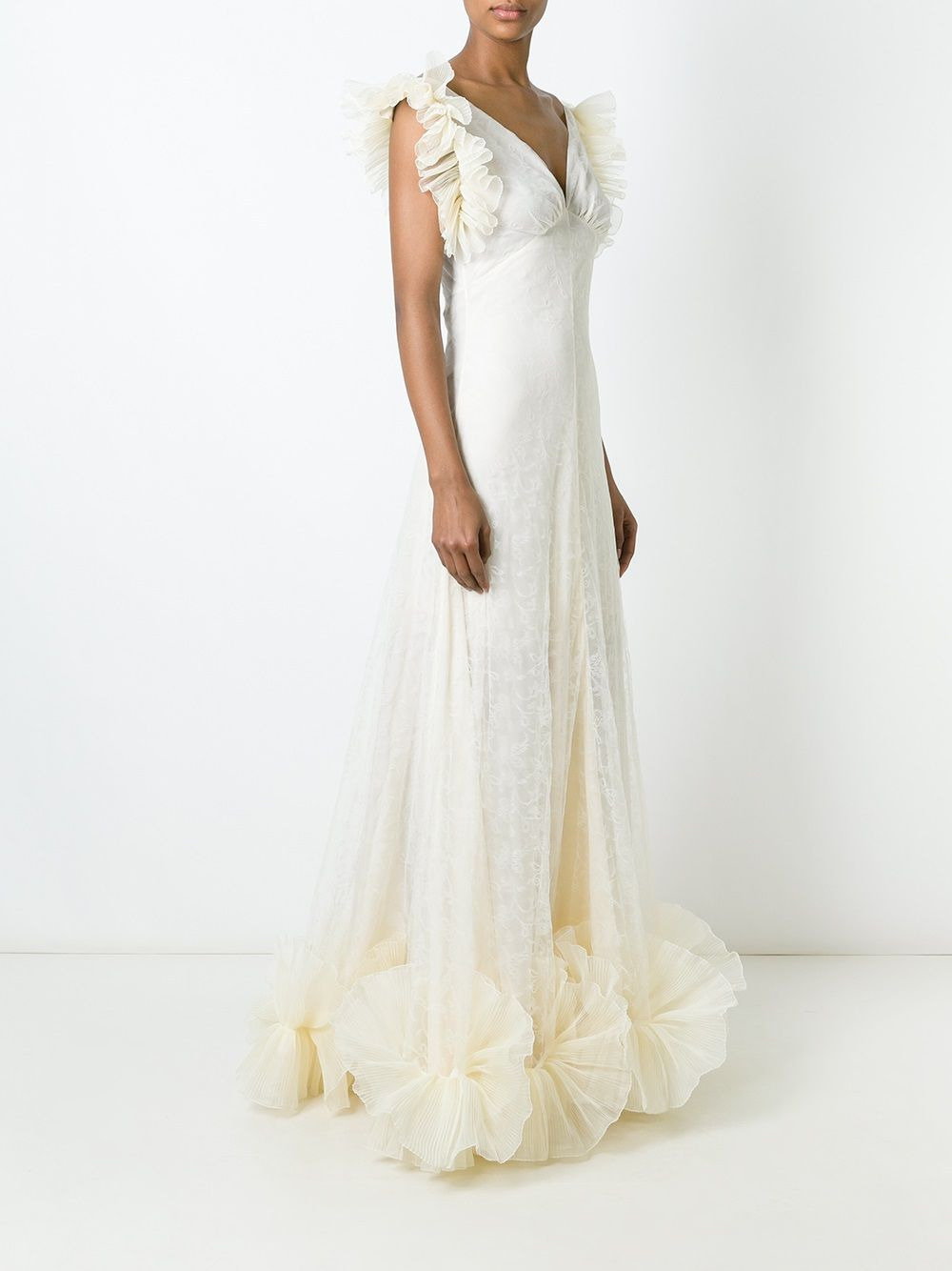 ruffled tulle evening dress - 3