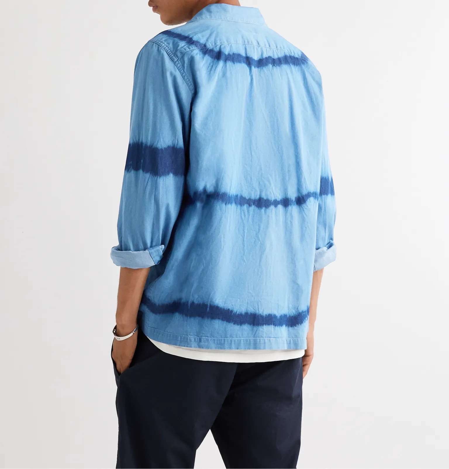 Camp-Collar Tie-Dyed Cotton-Chambray Shirt - 4